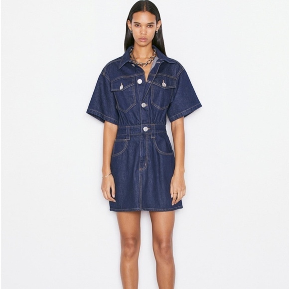 Frame x Revolve Oversized Detail Denim Dress - Picture 1 of 6